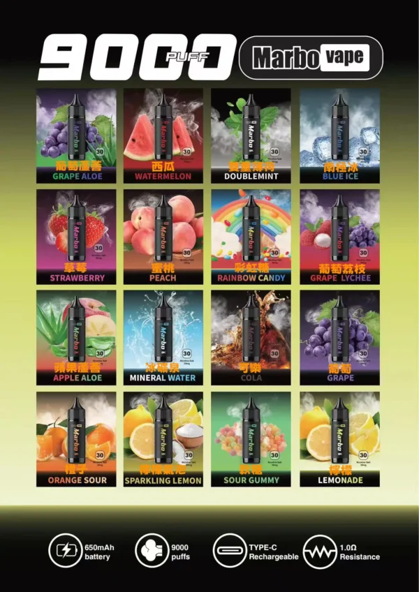 【Marbo Bar】泰國 9000口｜網芯爆濃 14ml 拋棄式 自定義可調氣流設計｜台灣現貨 秒發